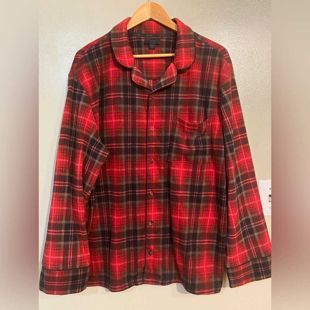 SKIMS Red and Black Plaid Pajamas Top Shirt Fleece  Unisex Men Size L